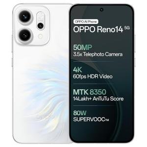 OPPO Reno14 5G (Pearl White, 12GB RAM, 512GB Storage) with No Cost EMI/Additional Exchange Offers